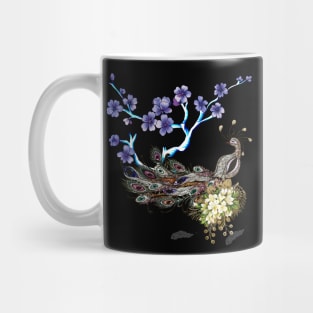 Wonderful elegant peacock with flowers Mug